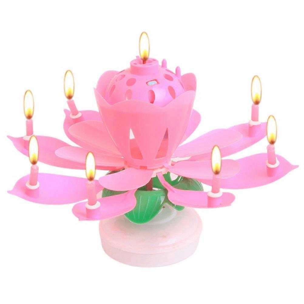 Romantic Musical Blossom Lotus Flower Rotating Birthday Candle Double Layer Rotating Candle