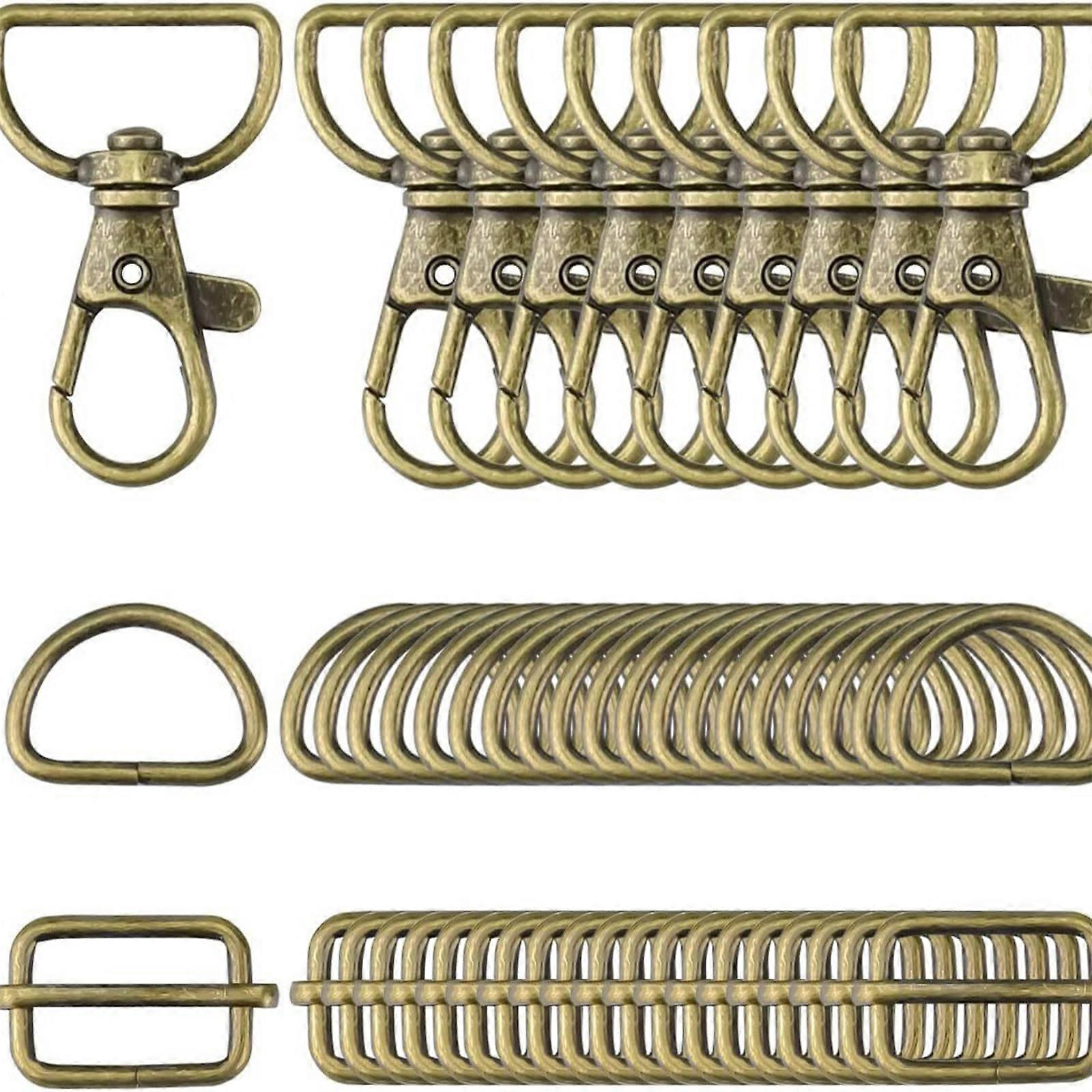 50Pieces Swivels Snap Hook, Drings and Triglide Slide Buckles Multifunctional Metal Buckles, Swivels Snap Hook
