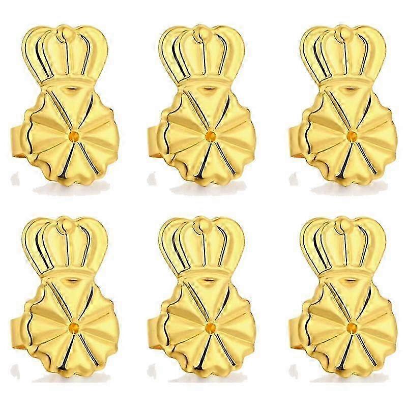 3-Pairs Earring Backs,Earring Backs Lifter for Heavy Earrings, Adjustable Secure Earring Backs(Gold)