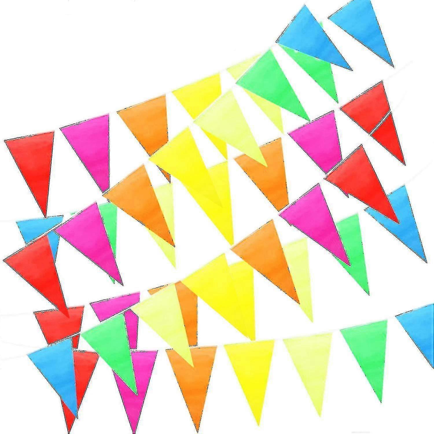 100 Pack of Multicolored Outdoor Pennant Banners with Triangle Shape Fabric Garland