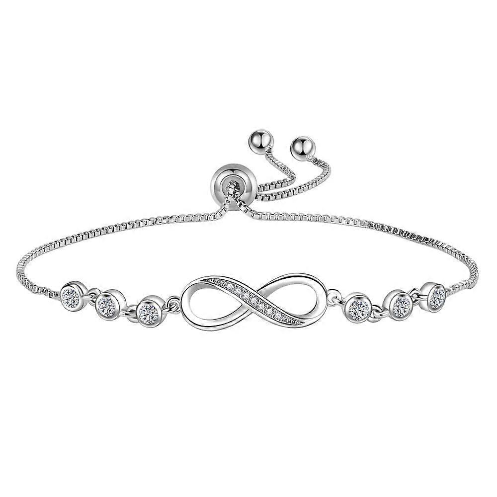 Infinite Love Loop Bracelet in 925 Sterling Silver, Endless Affection Symbol, Adjustable Size, Elegant Design