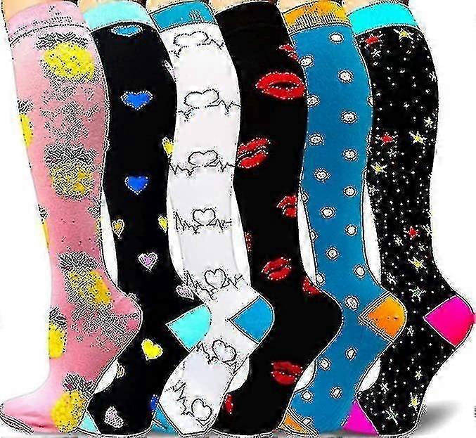 6 Pairs Compression Socks For Women Men Athletic Running Cycling Circulation