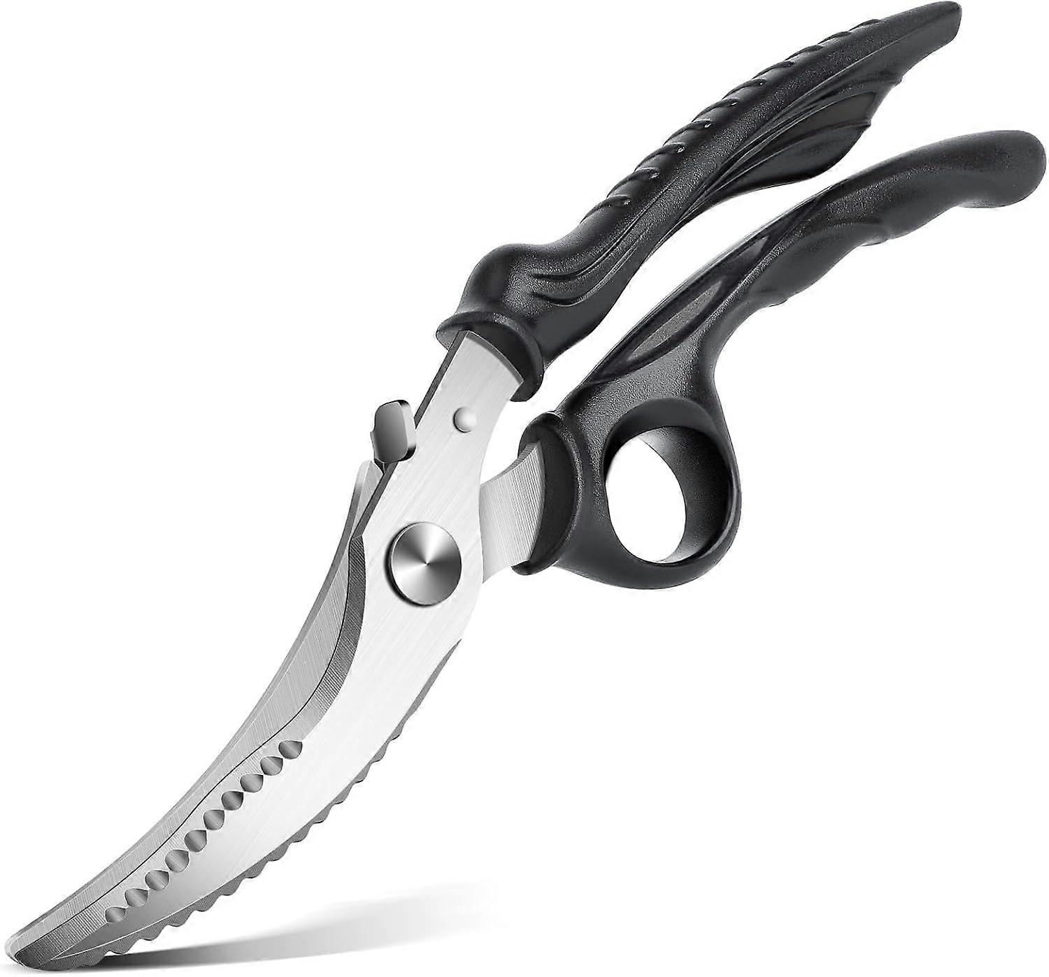 Pair Stainless Steel Kitchen Scissors for Poultry and Vegetables, Black ABS Plastic Handle, Dishwasher Safe, Multi-Purpose Kitchen Scissors