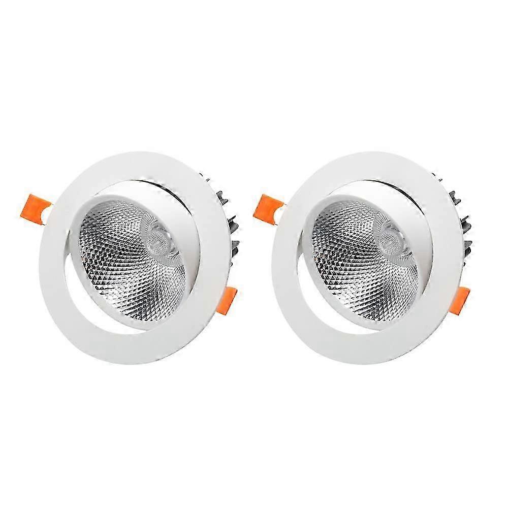 2 Pcs Adjustable LED Recessed Ceiling Spotlights, White Round Accent Lighting