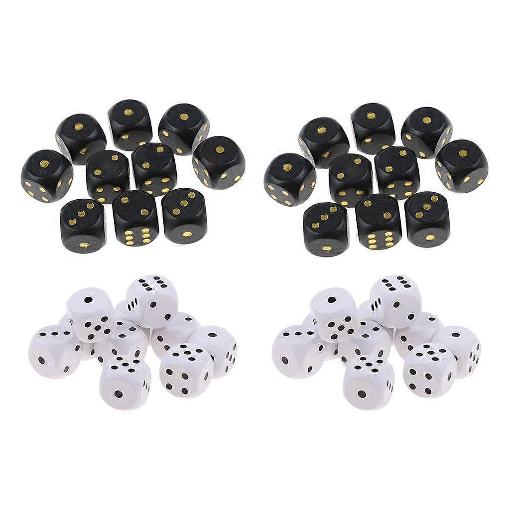 40Pcs Square Wood Six Sides Dices D6 Polyhedral Dice for Table Game Activity