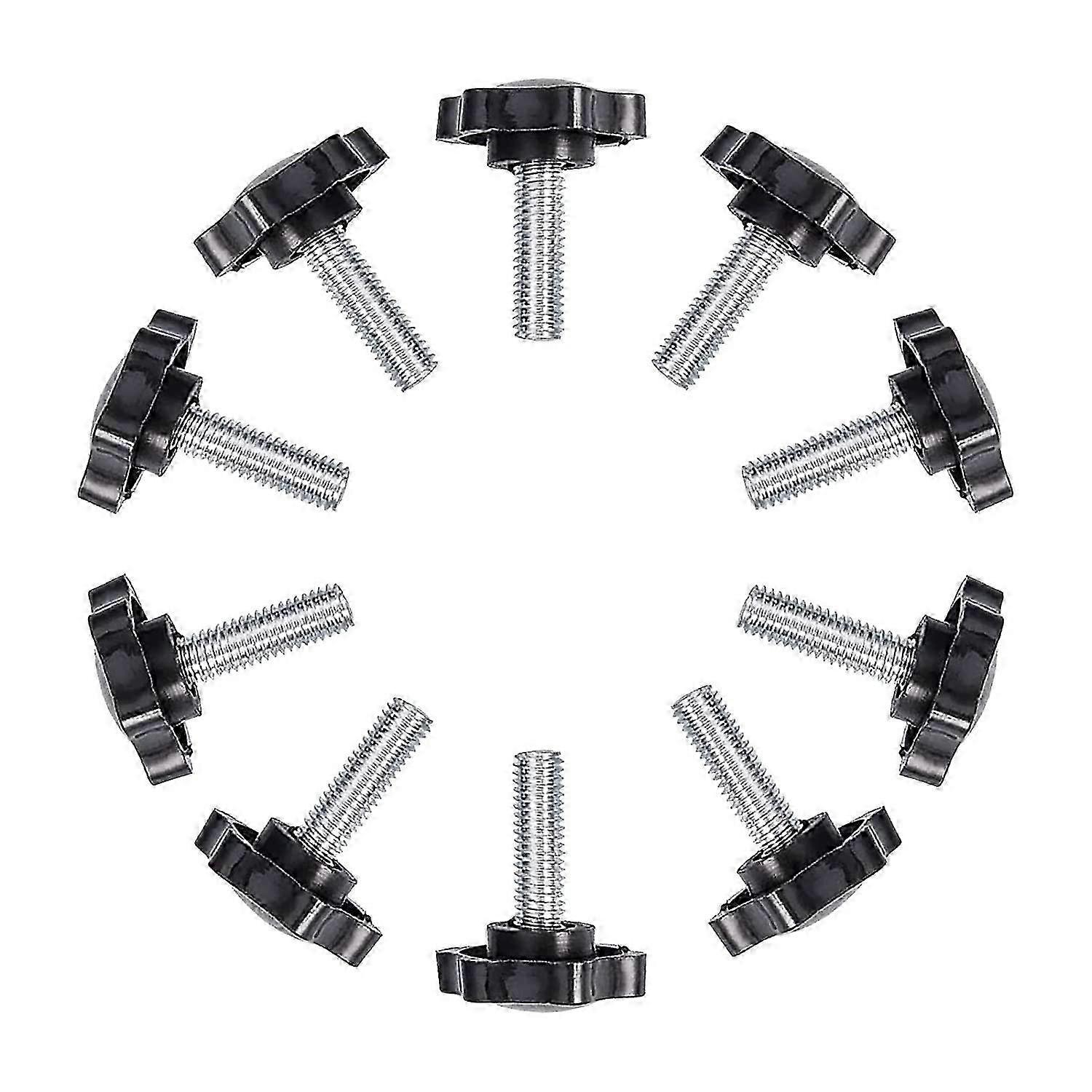 10 Pack Durable Plastic Star Head Threaded Knurled Screws, Iron Handle Knobs, Suitable for Machinery Latch Clamp Screws, M6x25mm