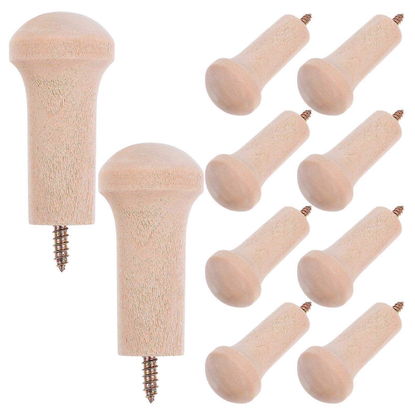 Wood Coat Hooks Entryway Storage Solution Rectangular Rustic Charm 10Set