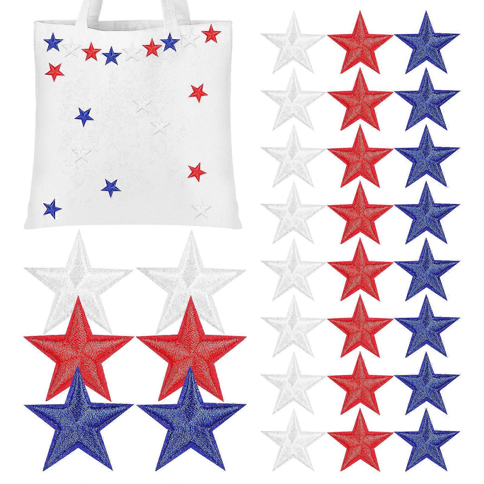 80pcs Iron On Embroidered Stars Appliques for Clothes Fabric Multi Color Stylish Mending Decorative