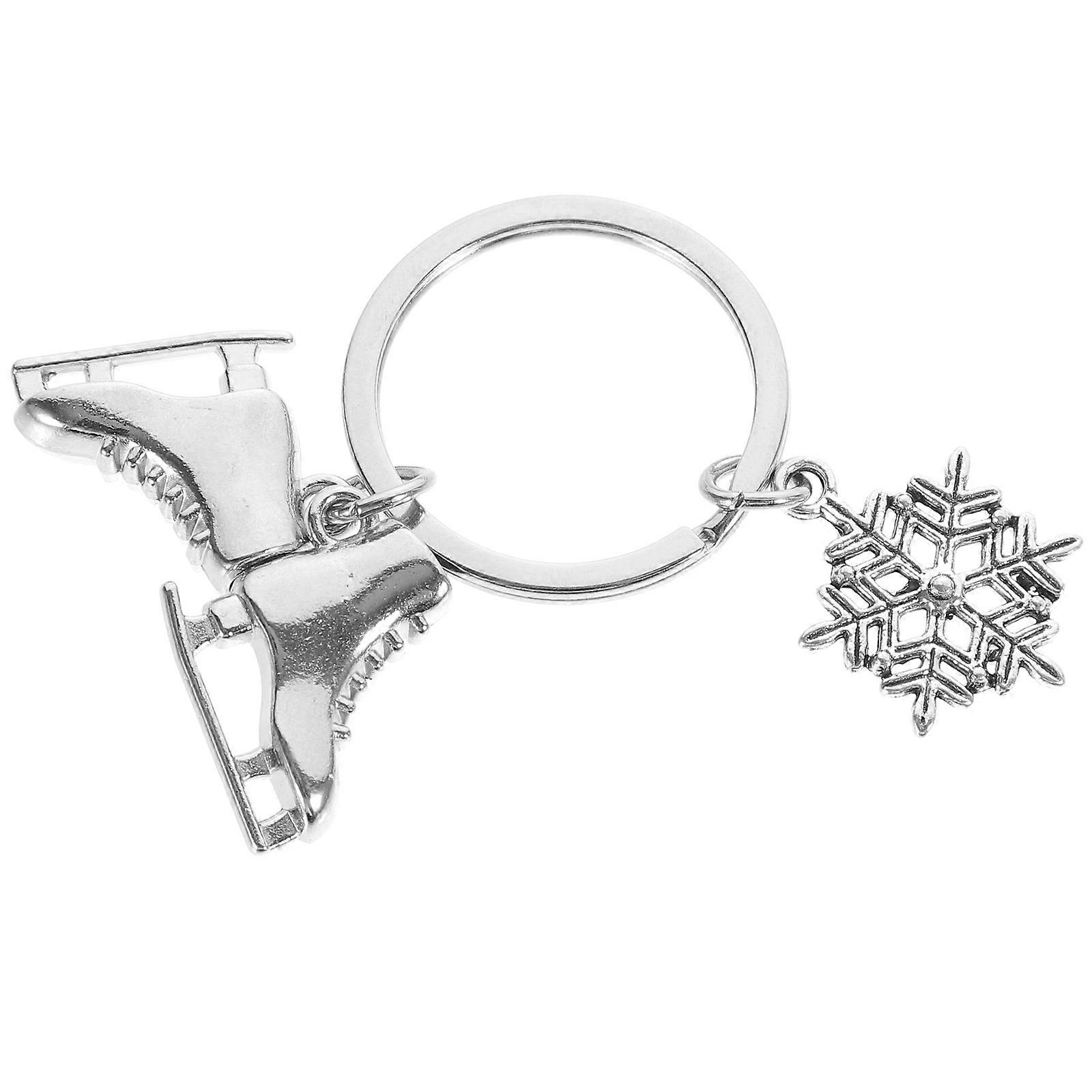 スノーフレーク ペンダント キーホルダー、バッグ、バックパック、財布用の金属装飾キーホルダー – 鍵とクリスマスの装飾のためのユニークな冬の魅力