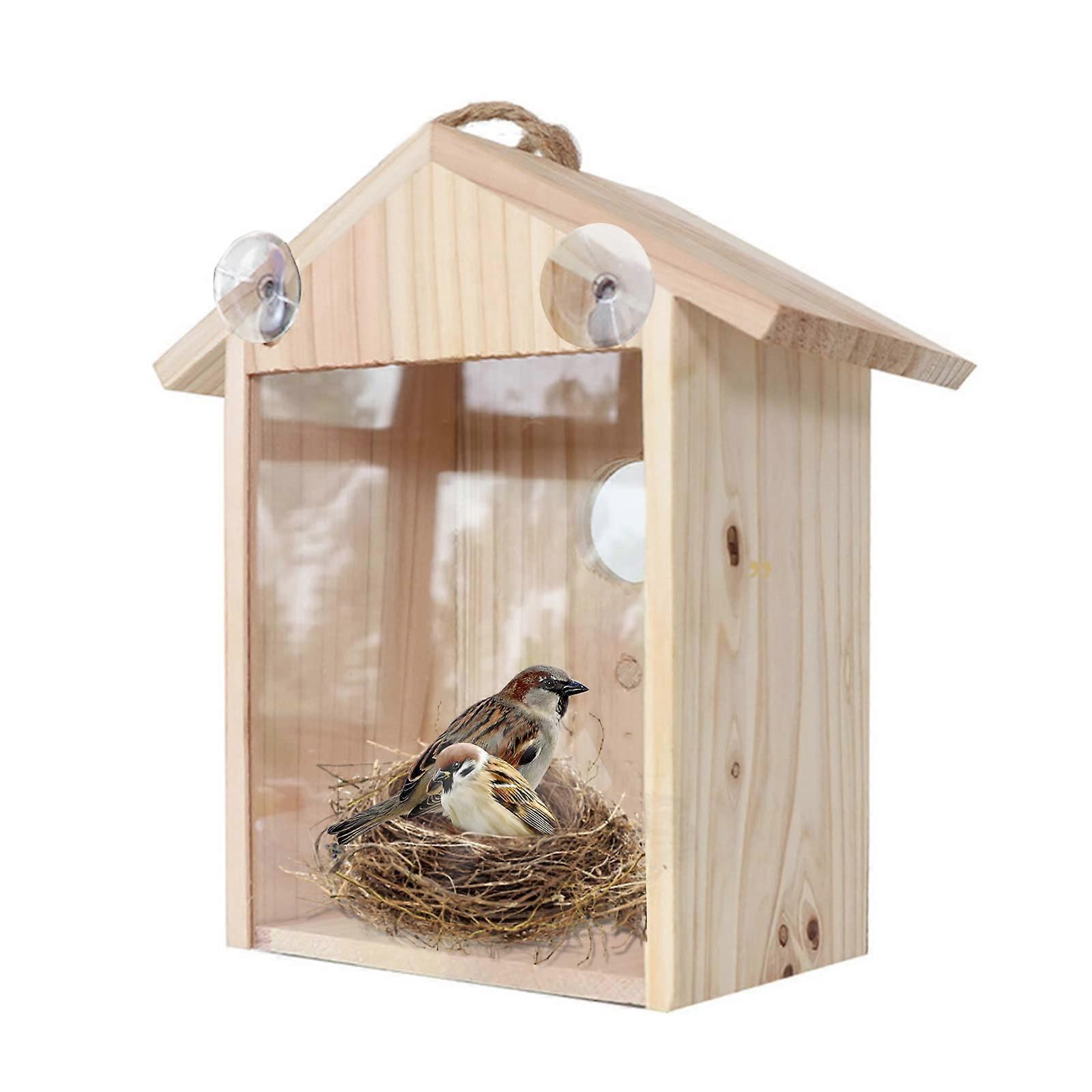 Bird House Window Suction Cup Nesting Box for Hanging Weatherproof Garden