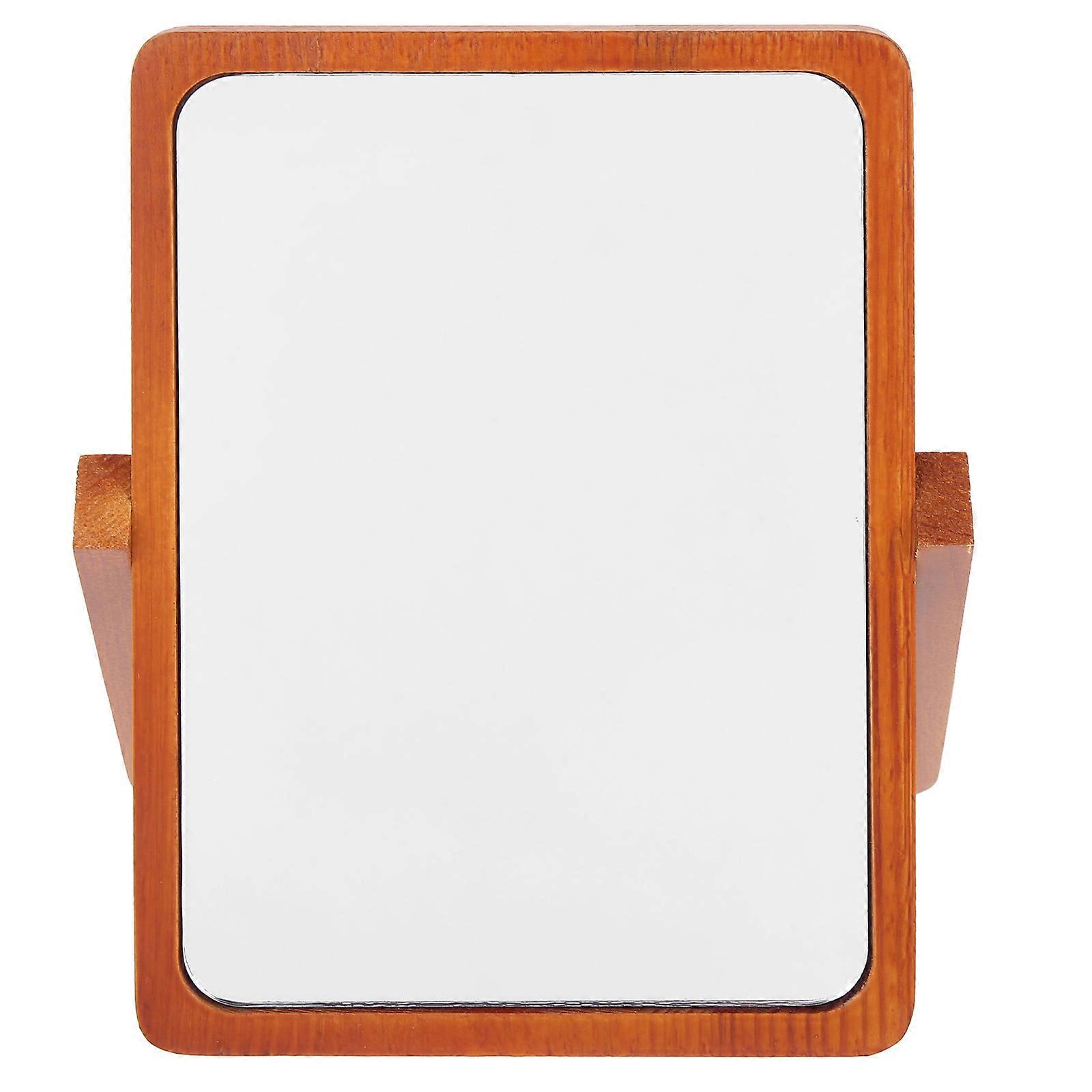 Portable Folding Mirror Single-Side Desktop Mirror Wooden Foldable Household Makeup Mirror For Daily Use Brown 25.6X19X2CM 1Pack