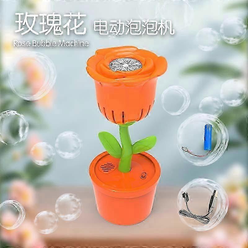 Flower Bubble Machine with Lights for Kids, Automatic Fireworks Bubble Maker, Bubble Toy for Wedding Parties