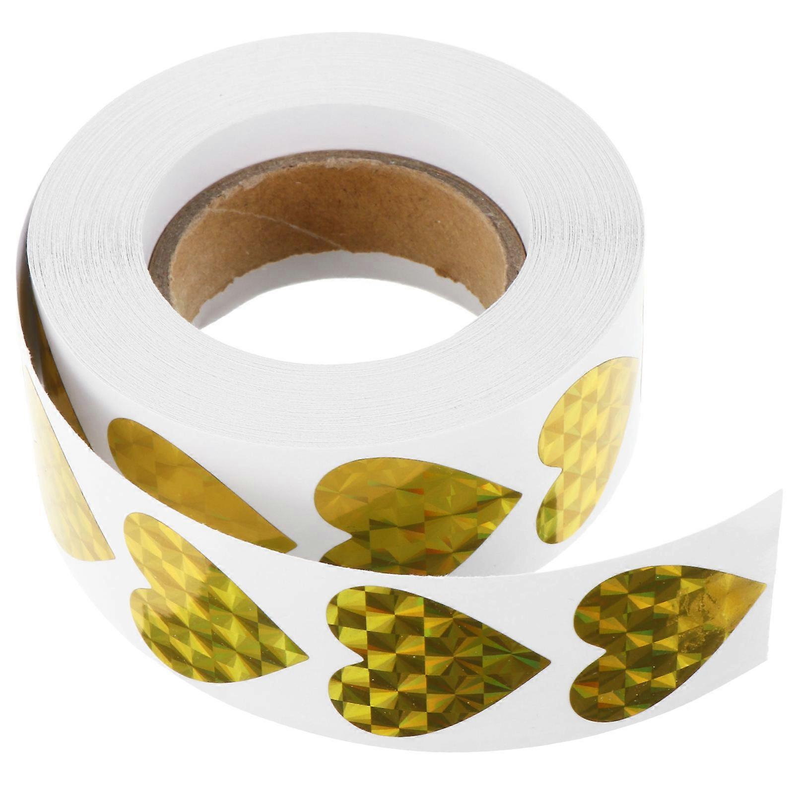 Masteelf 1 Roll Shiny Heart Label Stickers for DIY Sealing and Decorative Use