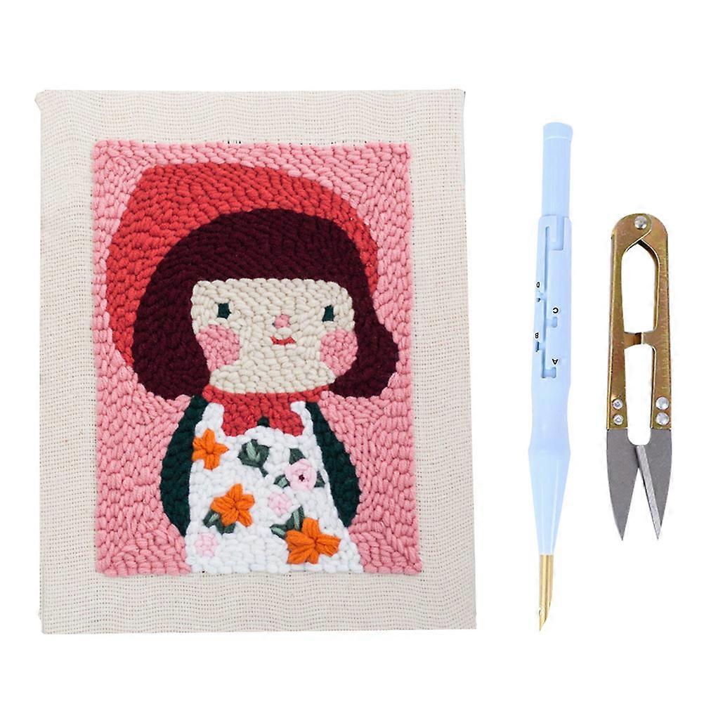 Punch Embroidery Kit Square Embroidery Base DIY Art Craft present Making Assorted Color 35x26x2cm DIY Art Craft 1Set