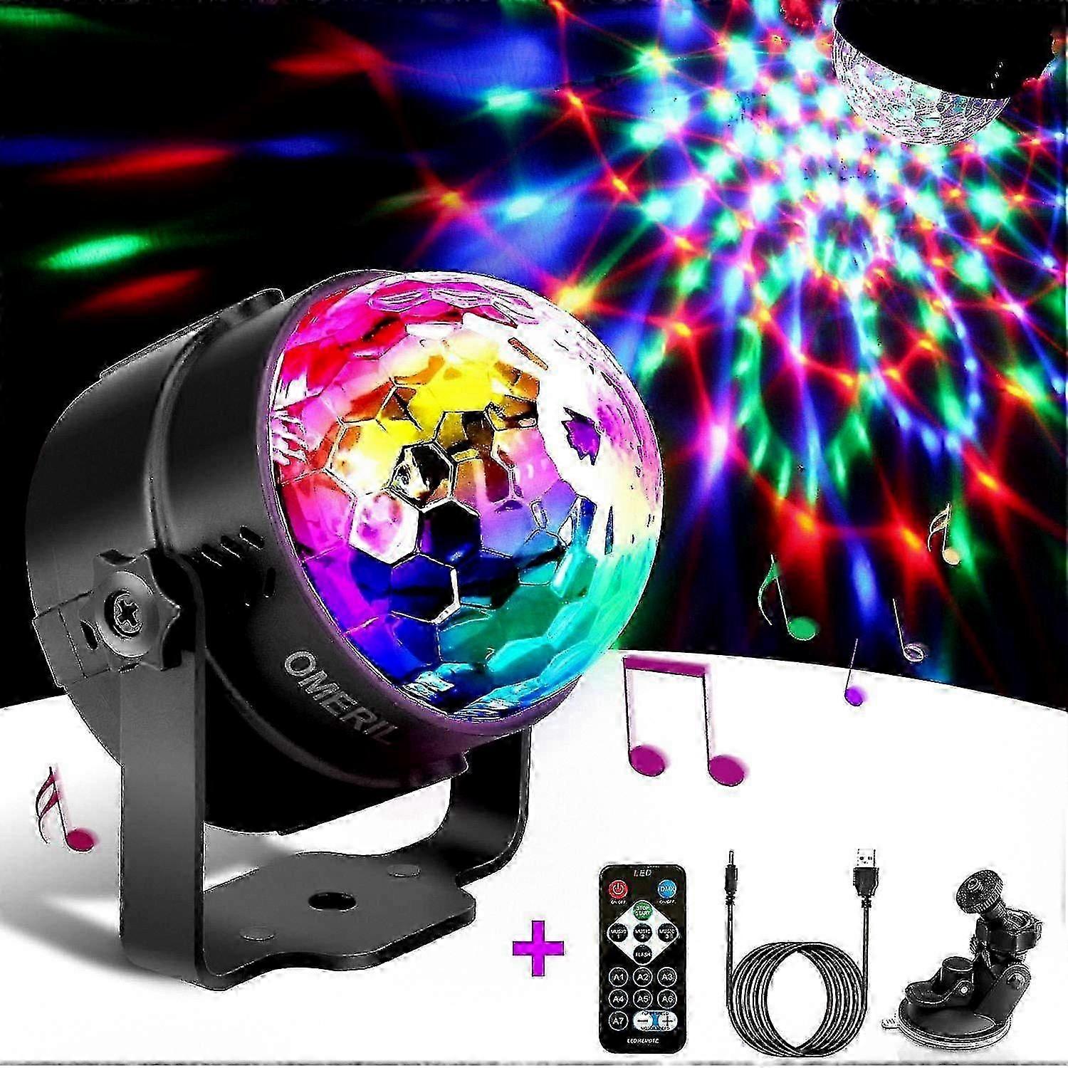 LED Party Light with Music Sync, USB-Powered Rotating Dance Light, Remote-Controlled 360 Disco Effect for Home Events