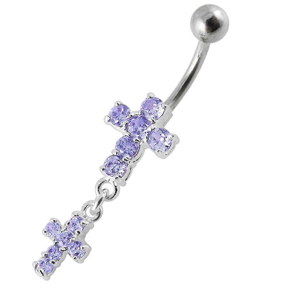 Moving Jewelled Cross Belly Ring