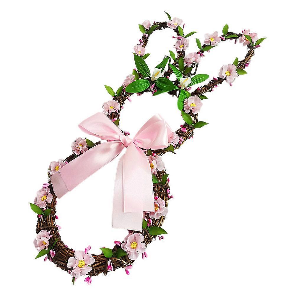 Spring Wreath For Front Door Easter Bunny Spring Wreath Circular Style Spring Season Festive Ornament 1Pack