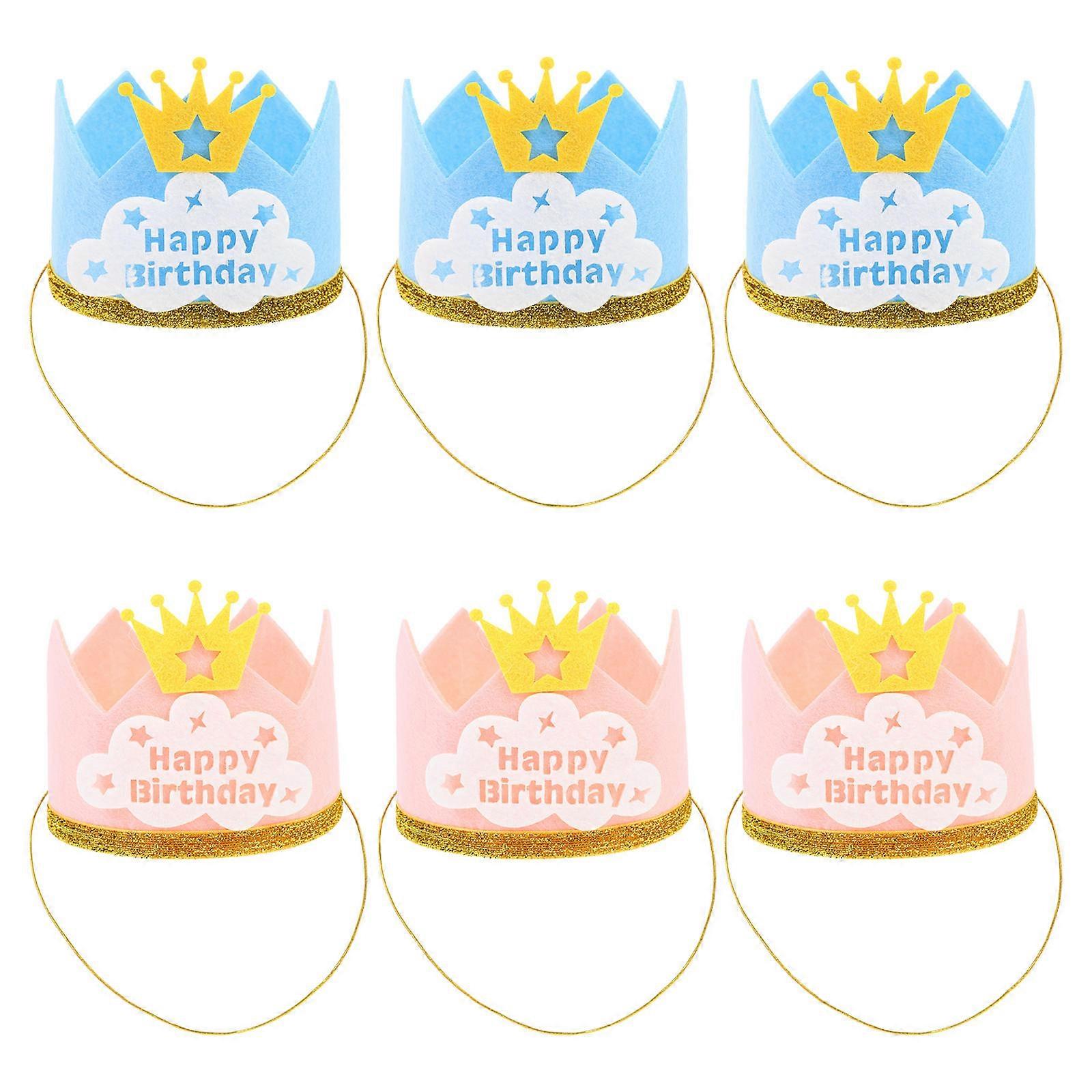 Birthday Party Hats Cloth Hats for Decoration Use 6Pcs Assorted