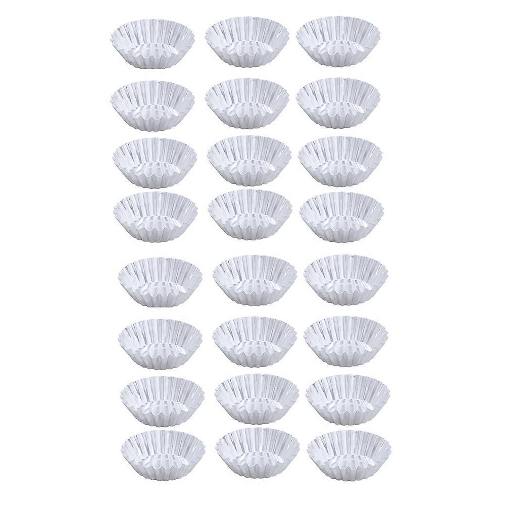 Mini Flower Shaped Tart Pan 24Pcs Aluminum Alloy Non-Stick Reusable Ripple Baking Tools Silver For Professional Bakers
