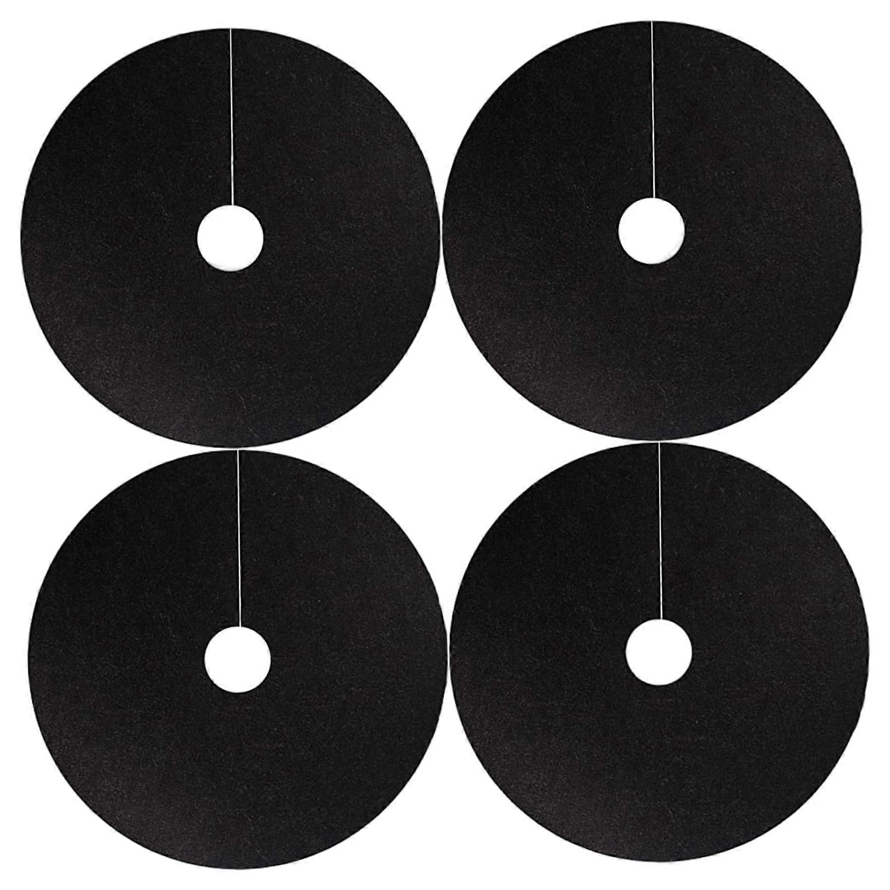 4pcs 28, 3 inch black nonwoven fabric tree ring mulch mats, biodegradable reusable root protection mat Ref: 5957