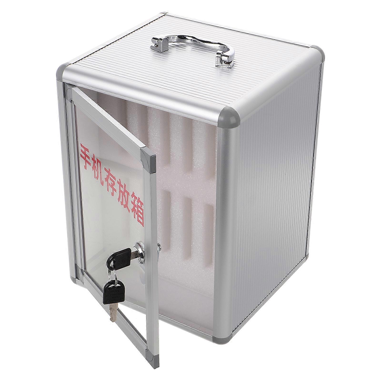 Locked Storage Box Safety Phone Box Restaurant Usage Sturdy With Handle Aluminium Alloy Foam 12 Slots