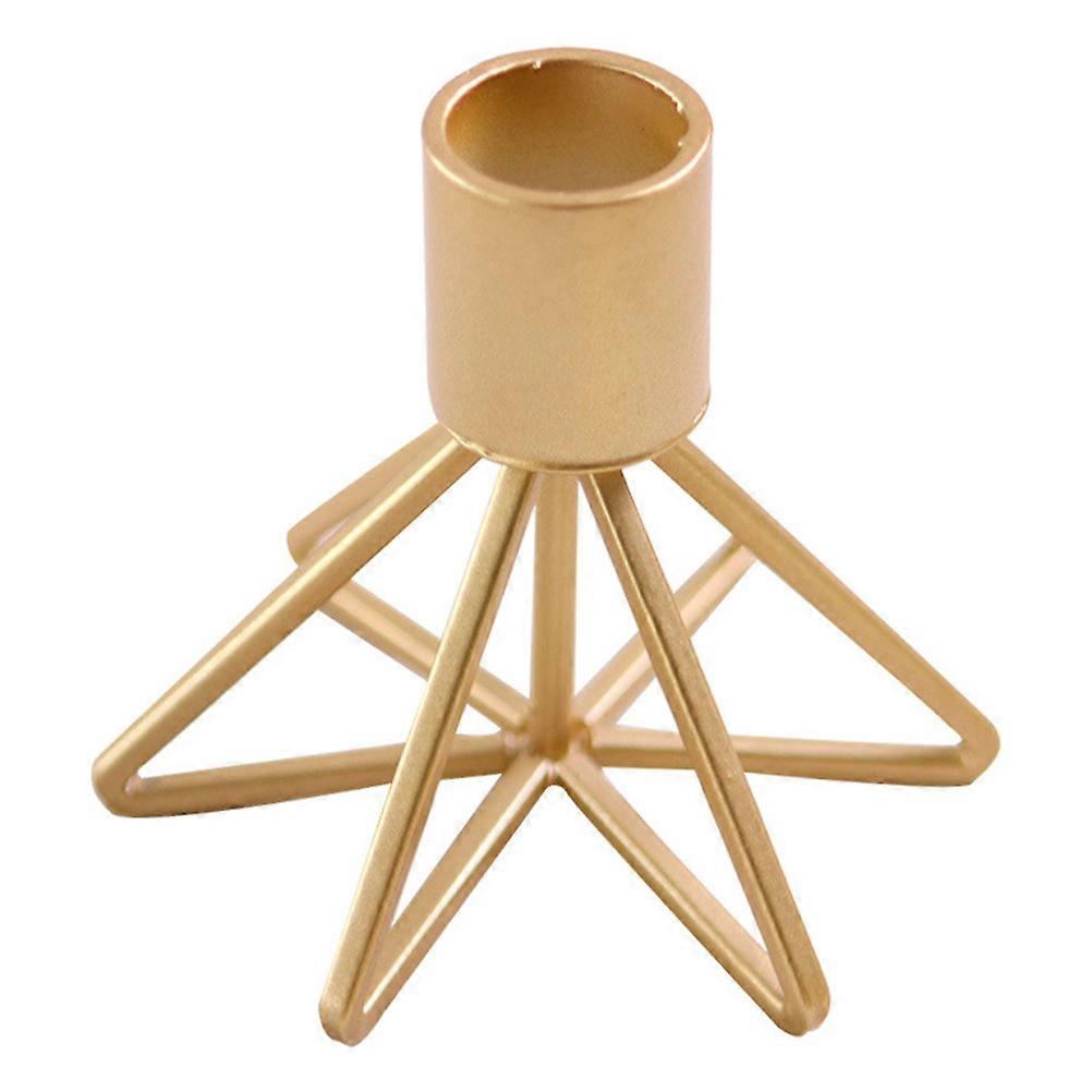 Home Tabletop Centerpiece Decoration Candlestick Holder Golden 8.5x8.5cm Iron Retro Desktop Adornment 1Pc