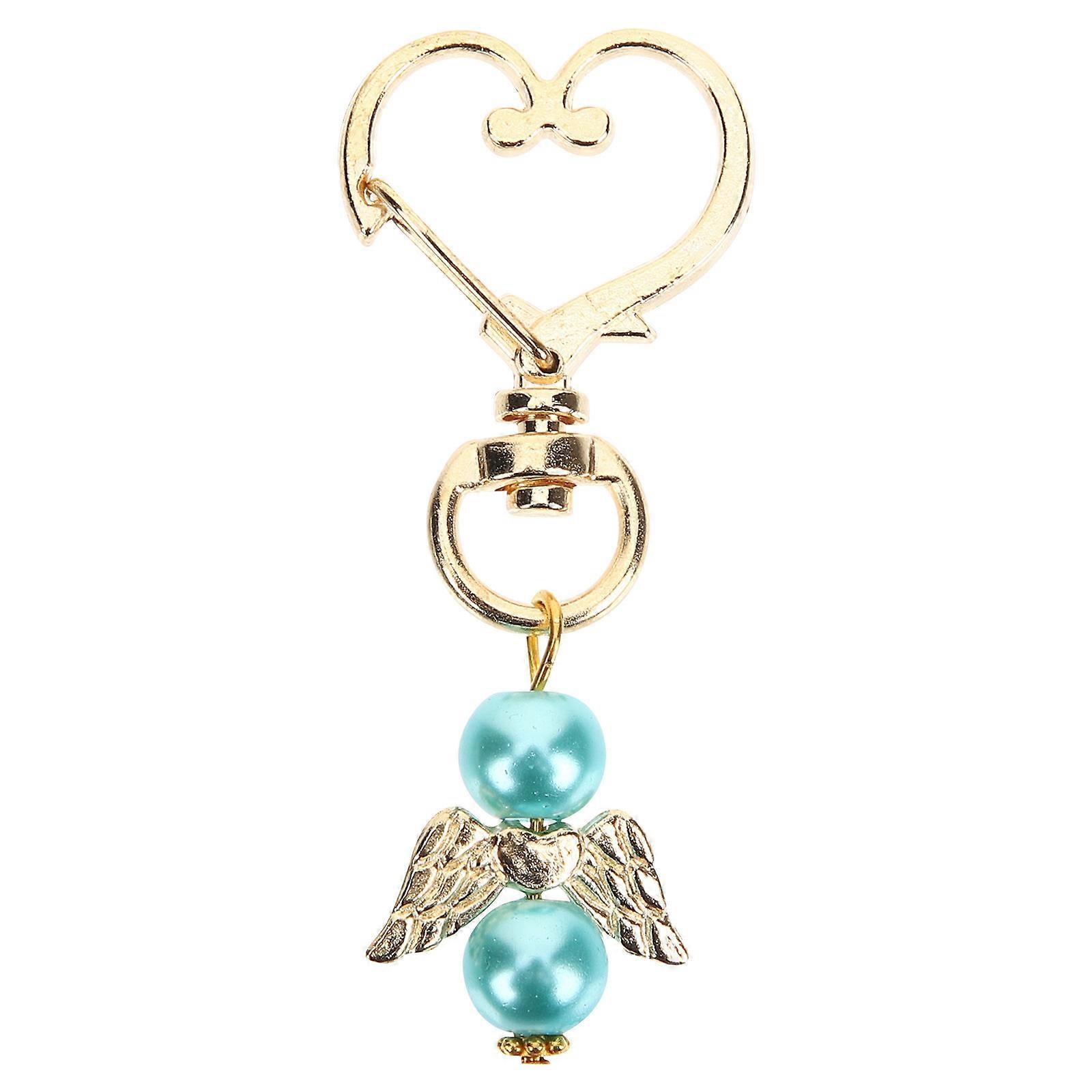 Keychain Pendant Angel Charm Keychains Decorative Baby Shower Favors Sky-Blue 6.8x2.2cm present 6Pcs