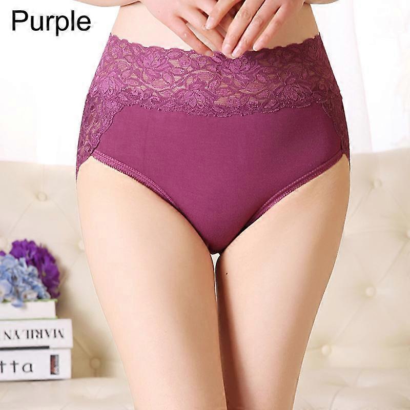 Women's Comfortable Underpants Floral Lace High Waist Lingerie Panties Soft Cotton Panties