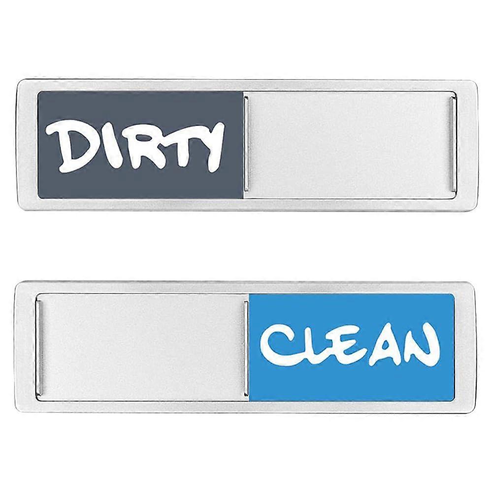 Clean Dirty Dishwasher Magnetic Indicator Sign, Easy to Read, Super Strong Magnet, Large Text, Silver (Blue Gray)