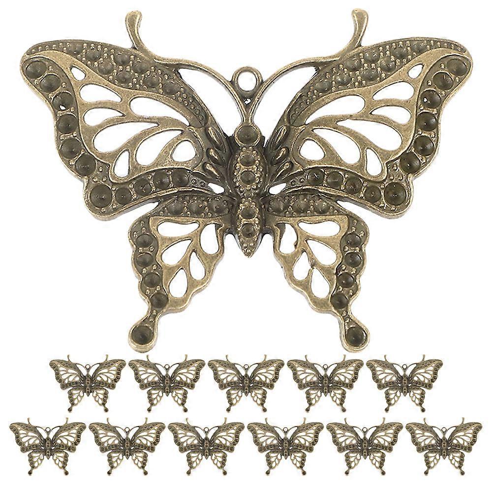 Butterfly Elements Pendants Diy Necklace Making Alloy Brown 12Pcs