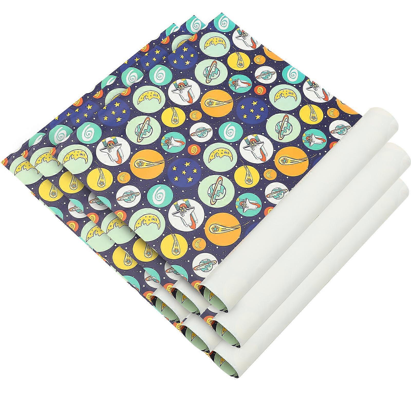 Holiday Wrapping Paper Cartoon present Wrap Paper Christmas Thanksgiving Decorations Multi-Colored Rectangular Creative Design 6 Sheets