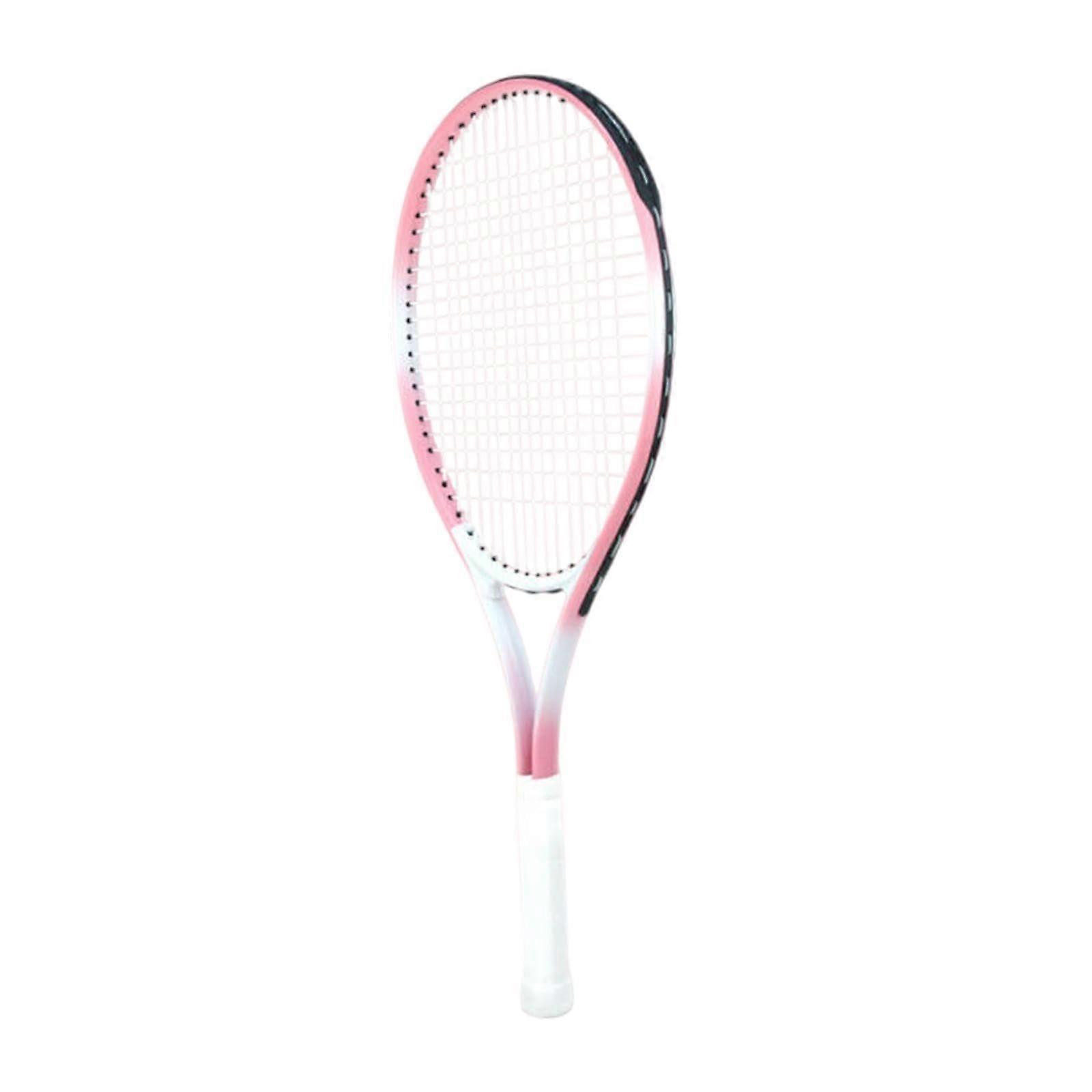 Tennis Racket with High Strength Nylon Strings, Aluminium Alloy Frame, Portable Design for Outdoor Games, Rosa Weiß