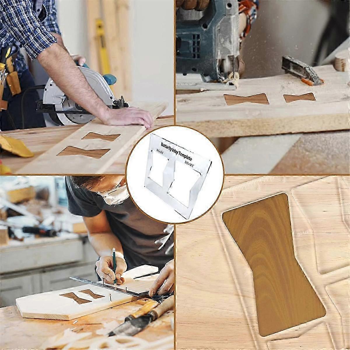 Professional Butterfly Inlay and Router Template Transparent Wooden Joint Marking Ruler Set for Woodworking