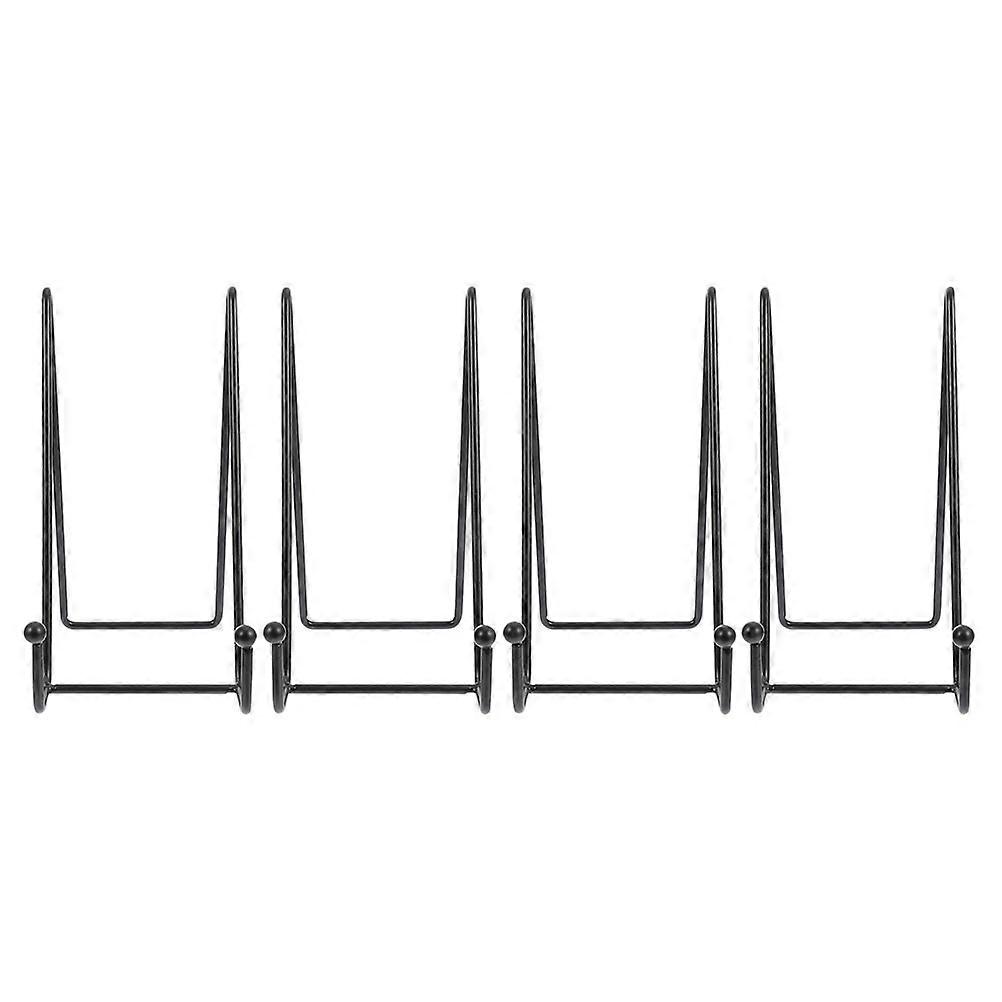 4 Pcs Black Iron Art Display Racks & Plate Stands for Books, Photos, Artwork – Strong, Eye Catching Holders for Home, Office, Trade Show Use