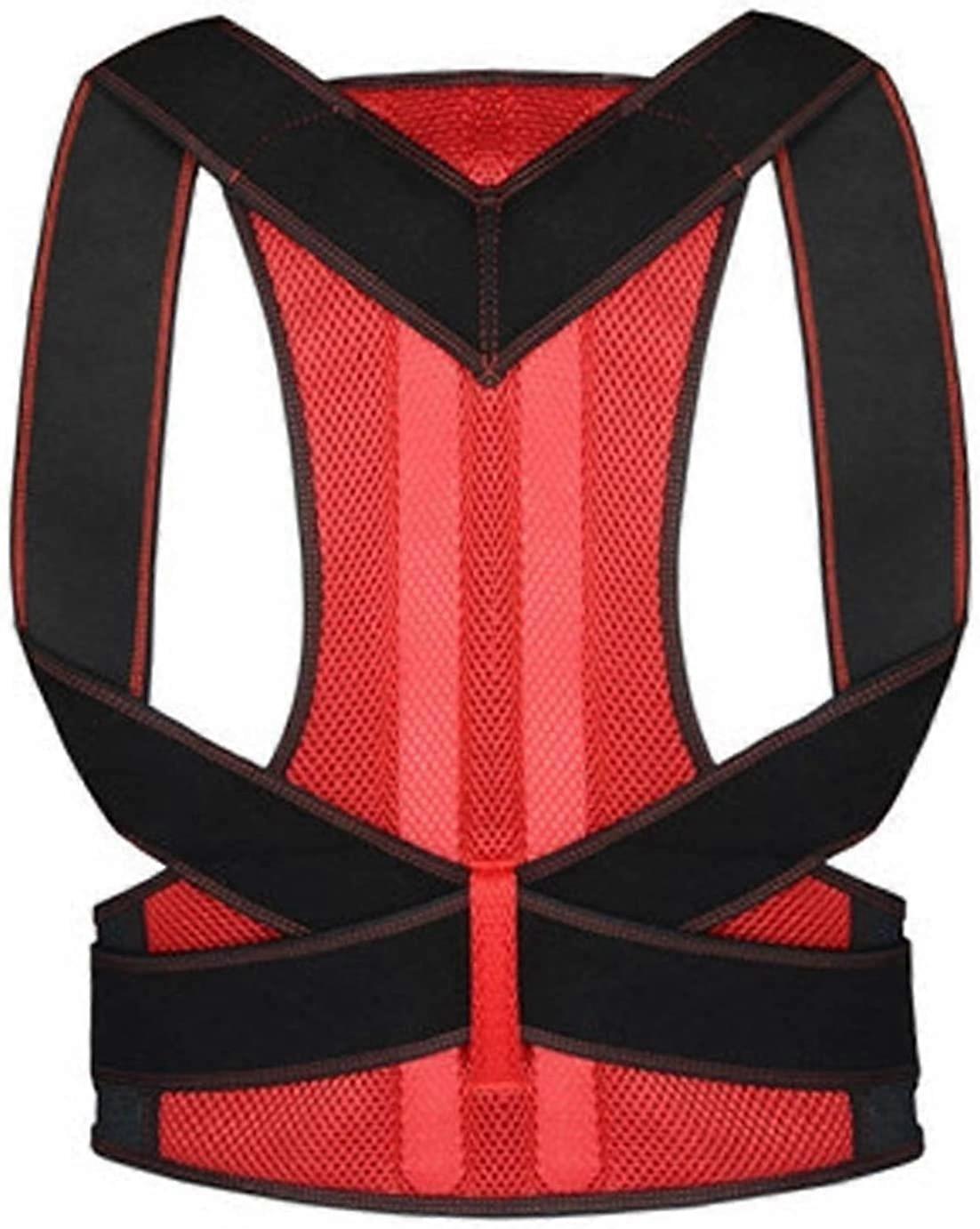 Posture Corrector Clavicle Support Orthosis Unisex Adjustable Back Trainer Red Size Medium