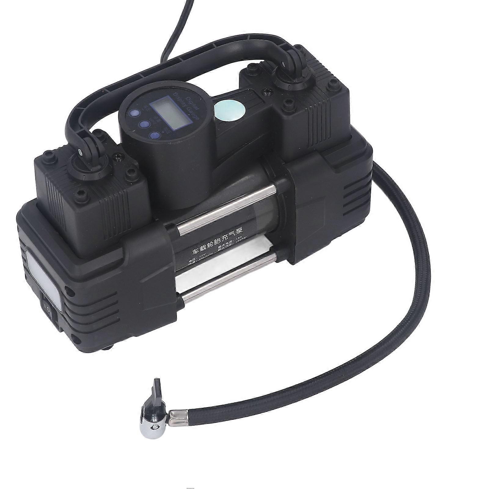 12-V-Luftkompressorpumpe mit LED-Licht Digitalanzeige-Messgerät 100PSI Zweizylinder-Autoreifenfüller 