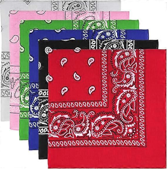 6 Pack Pure Cotton Bandana, Multi-Purpose Square Handkerchief