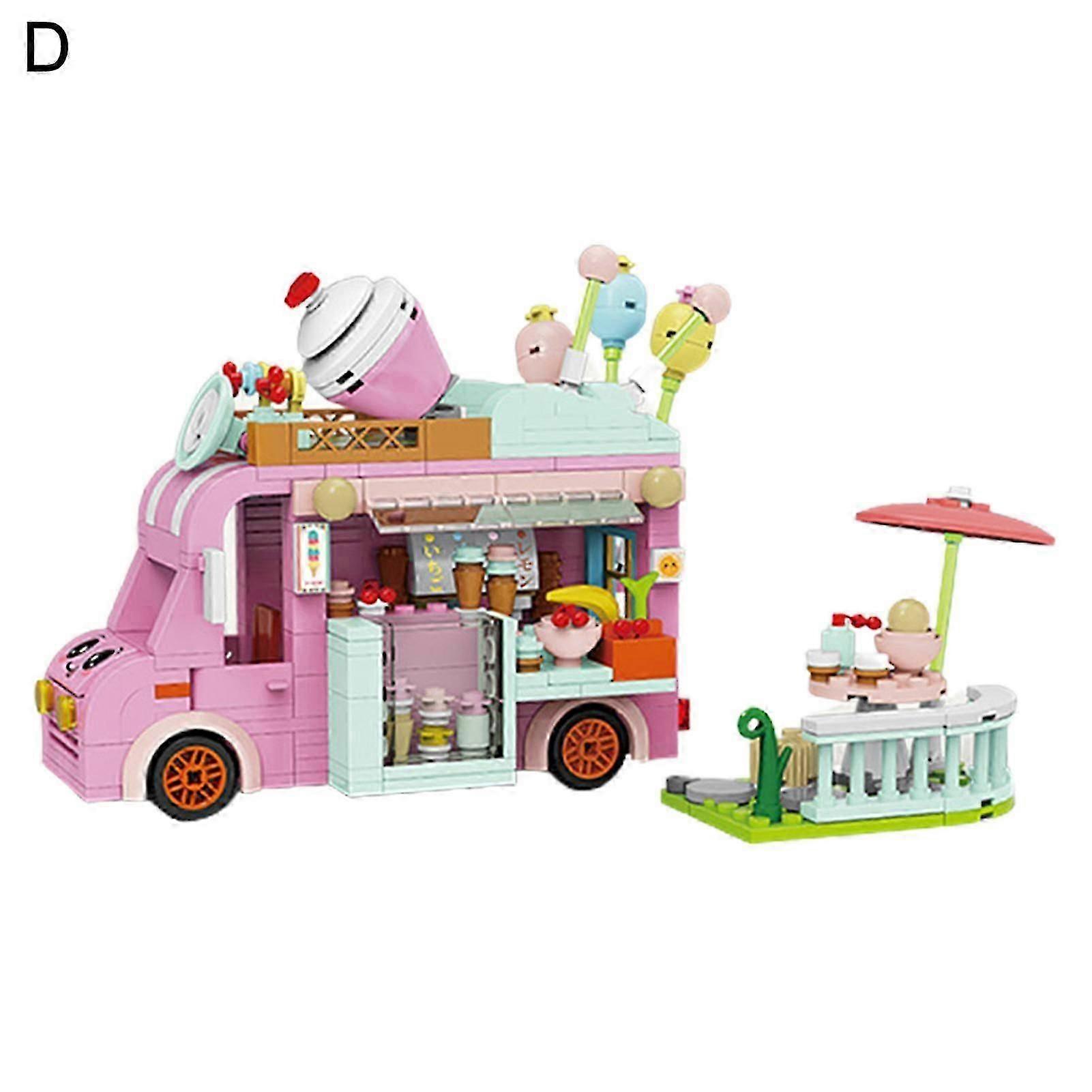 1Set Building Blocks Adorable Smooth Plastic Assembled Street Snack Miniature Small Particle Building Blocks for Children