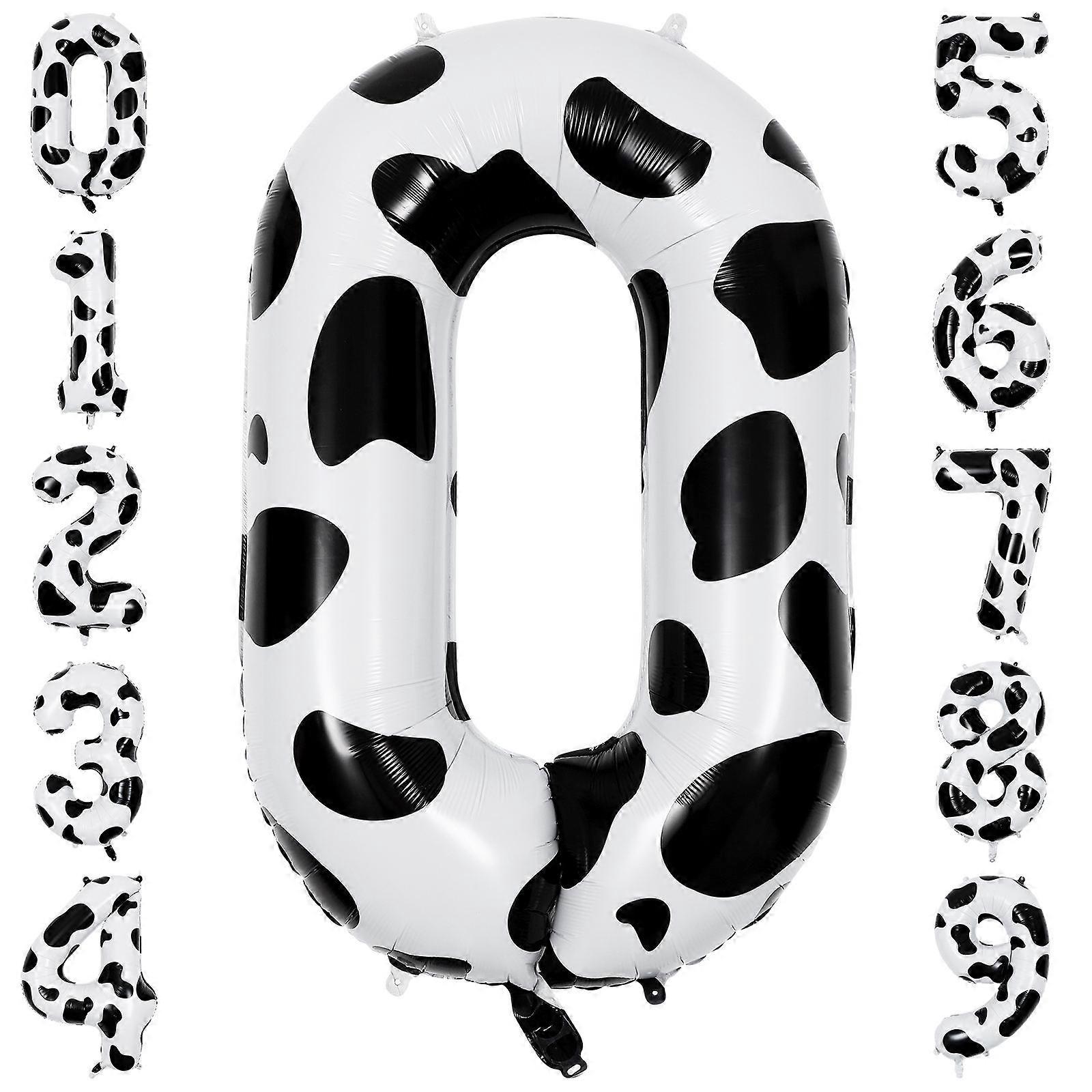 Cow Theme Birthday Decoration Cowprint Balloons Foil Number Balloon For Birthday Party Round Assorted Color 10Pcs
