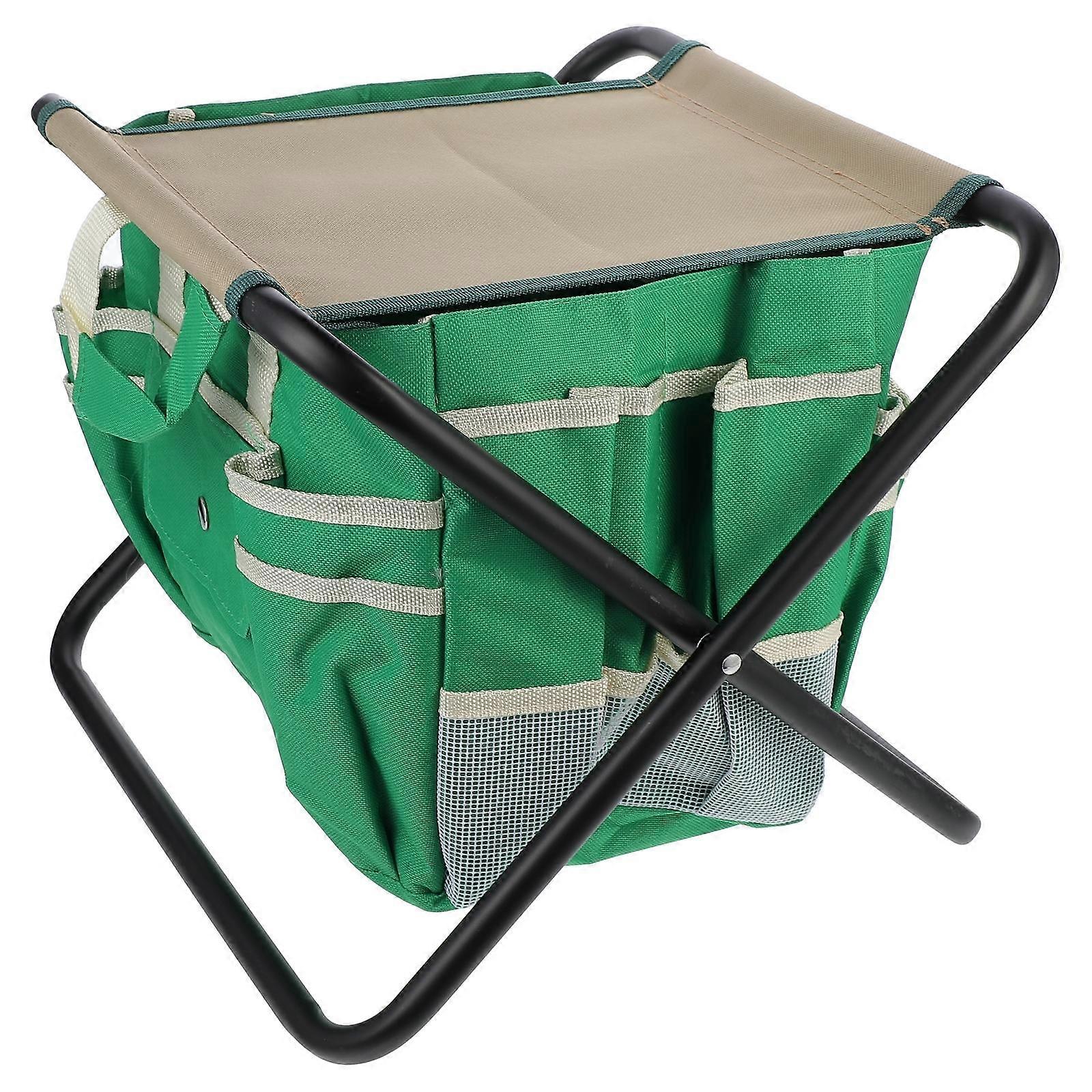 Gardening Stool with Tool Bag Portable Durable Rectangular Iron EVA 1Set