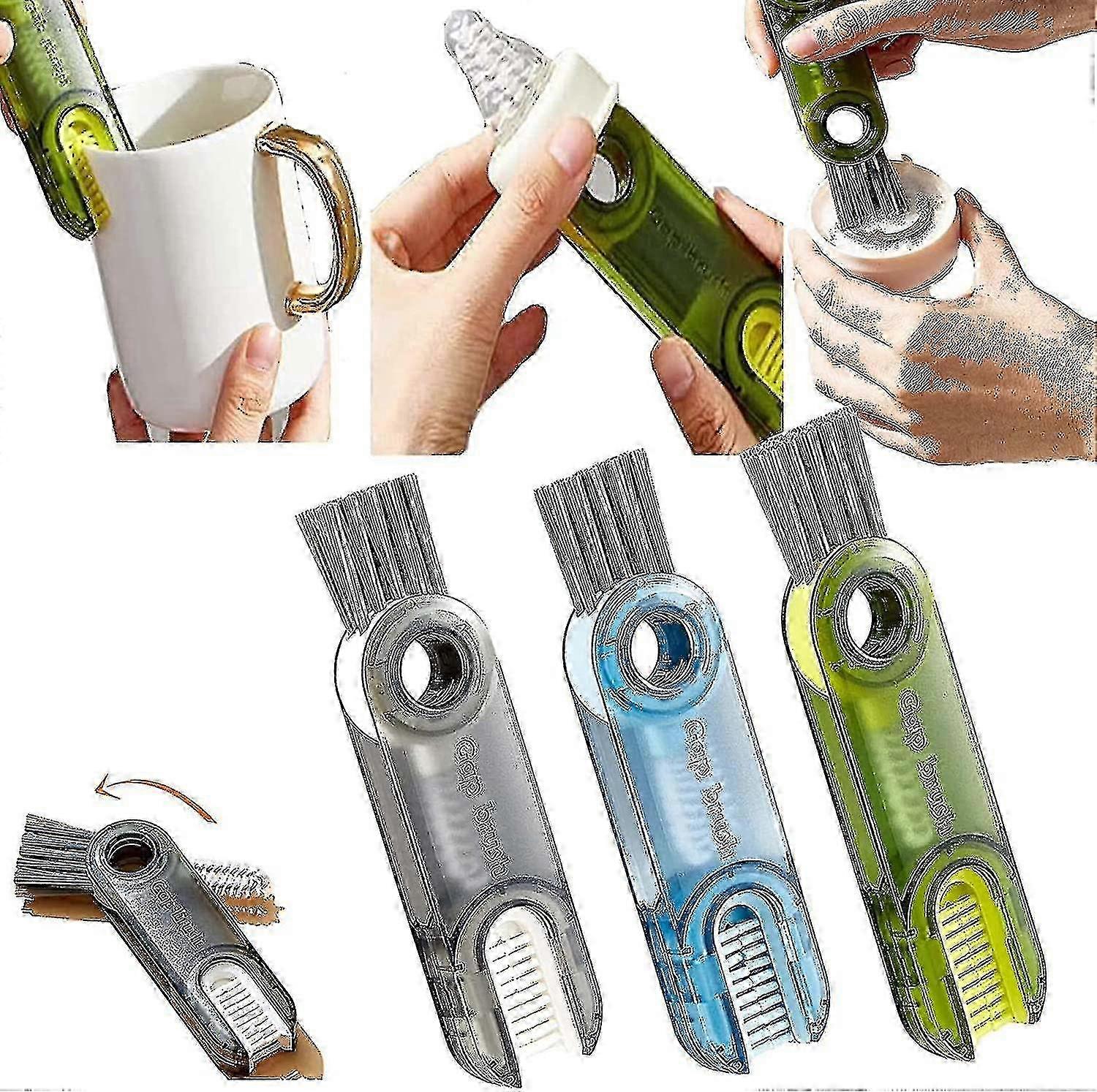 3 Pcs 3 In 1 Multipurpose Bottle Gap Cleaner Brush, Multi-functional Insulation Cup Crevice Cleaning Tools������ĳƷ��