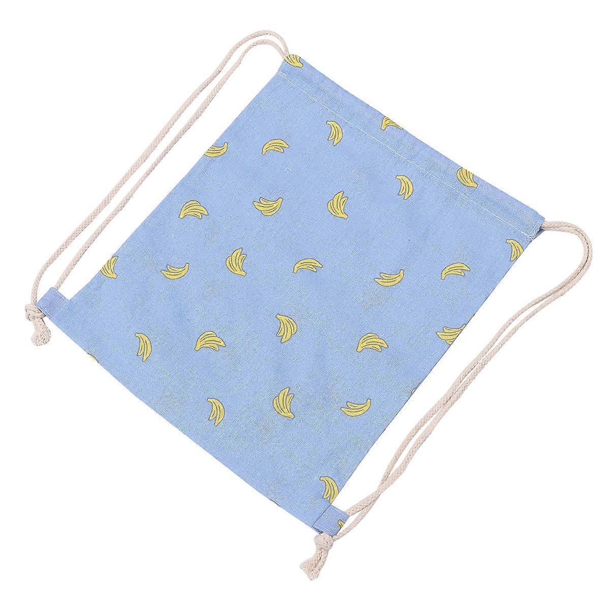 Banana Pattern Drawstring Bag for Ladies Yoga Business Trip 15.74 x 12.99 x 0.39 Inch Cotton Linen Storage 1Pc