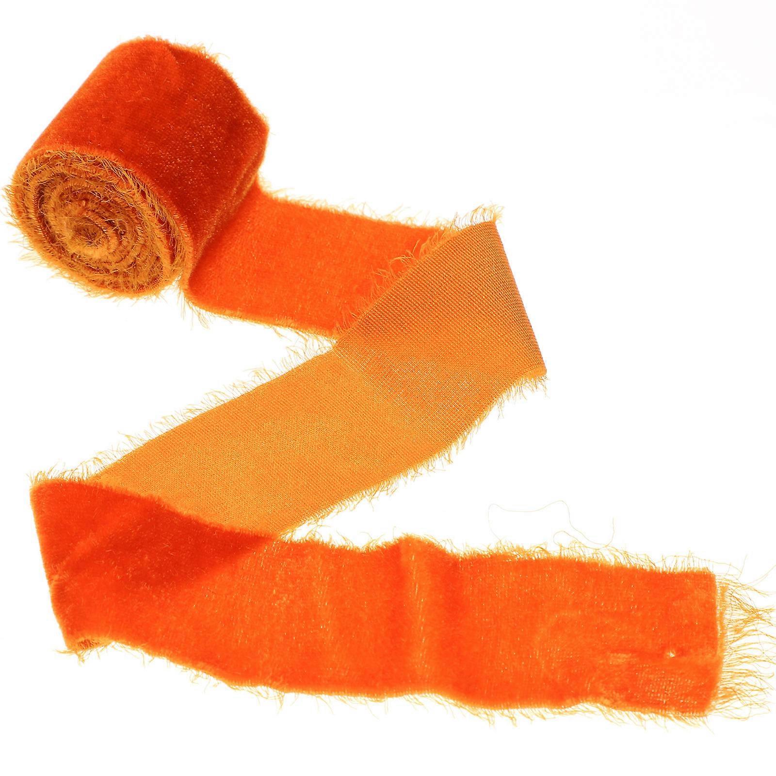 Velvet Ribbon DIY Craft Trimmed Frayed Edge for Gift Wrapping Hair Clips Party Decorations Pumpkin Fabric Tape
