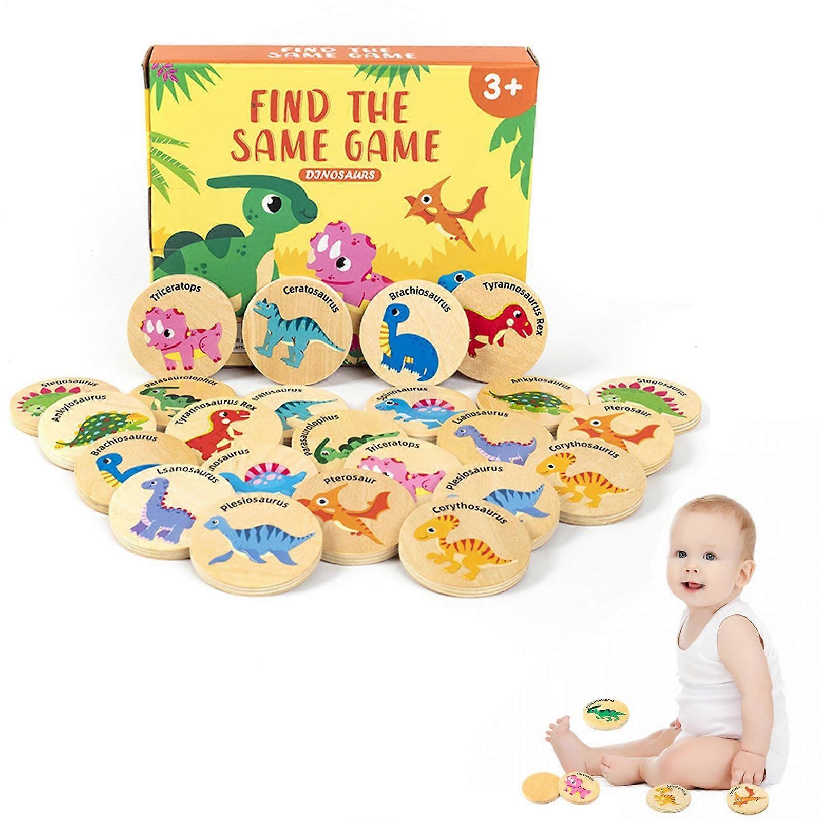 Dinosaur Memory Game - Card Matching Game for Ages 4-8, Educational Dinosaur Toy, Board Game for Kids