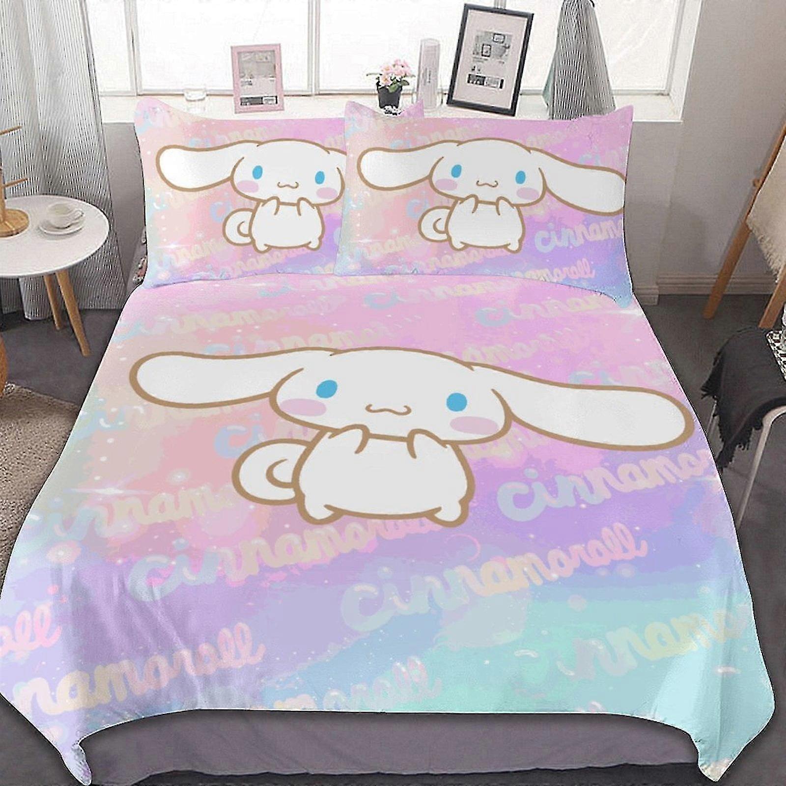 Microfiber Bedding Set with 3D Print, Lightweight 3-Piece Comforter Set, Duvet Cover and 2 Pillow Shams for Kids