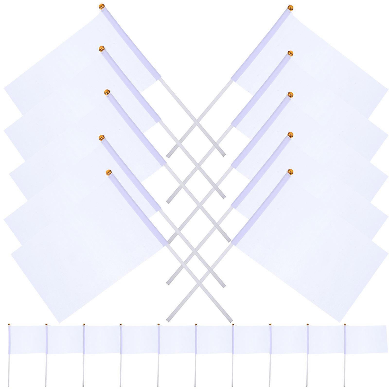 Portable Handcranked White Commanding Referee Flag for Festival Use Lightweight and Durable Polyester 20pcs