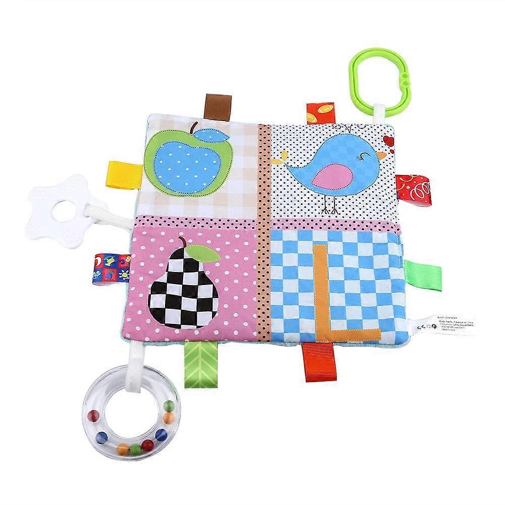 Baby Comforting Blanket Ultra Soft Plush Towels with Teething Ring for Infants Cute Cartoon Design 30x30 cm