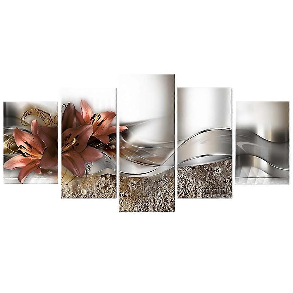 Lily Canvas Picture Wall Decor Frameless Rectangular Office 20x50cmx1 Romantic Artwork 5Pcs/Set