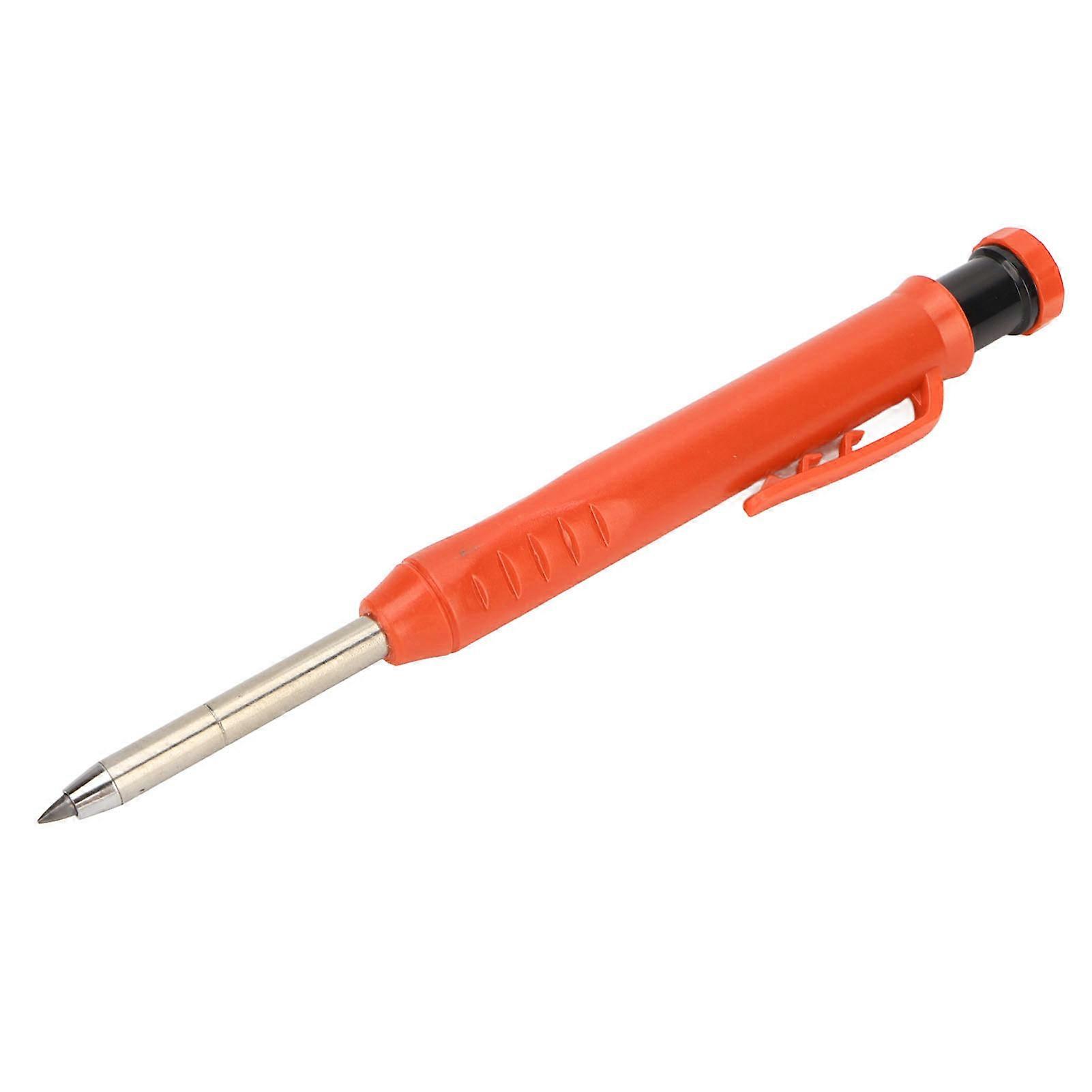 Mechanical Carpenter Pencil with Sharpener Woodworking Deep Hole Pencil for Metal Plastic Marking Orange