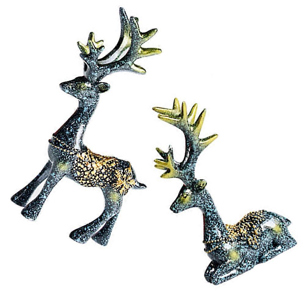 Resin Elk Decoration Elk Statues Creative Elk Ornaments For Desk Table Bookcase Shelf 1 Pair